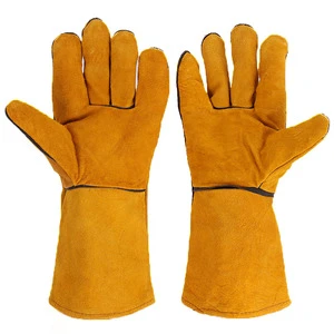 High Quality Anti-Slip Cowhide Long Cow Hide Split Cut Resistant Safety Industrial Protective Leather Welding Work Gloves Gloves