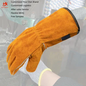 Factory New Cowhide Split Leather Safety Gloves Industrial Fireproof and Wear-resistant Welding Gloves Work Gloves