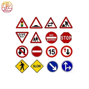 Multi-Type Traffic Sign Set - Reflective Aluminum Signs for Road Safety & Traffic Control