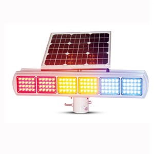 Solar Panel Warning Lights Road Safety Two-Side Red Yellow White Rapid Flashing Beacon Strobe Traffic Light PVC PU IP65