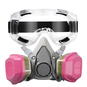 Reusable Full and Half Face Gas Mask Set with Activated Carbon Anti-Dust Eye Protection Cover for Spray Paint Application