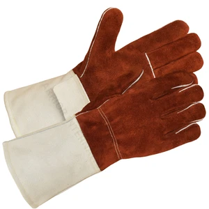 Industrial Safety Welding Gloves Durable Cow Split Leather with Soft Cotton Fleece Interior Sewn with strong kevlar Thread