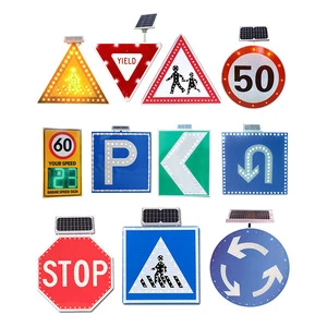 Yellow LED Triangle Digital Traffic Speed Aluminum Sign Crossing Solar Road Traffic Sign