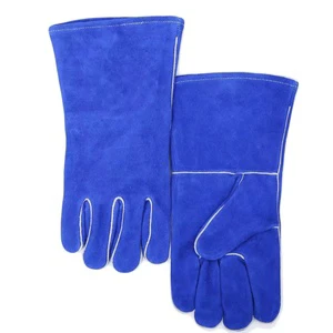 Heat Resistant Cowhide Leather MIG Welding Gloves 14INCH Safety Cuff BBQ Oven Gloves with Anti-Slip & Durable Design