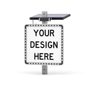 Custom Content Outdoor Aluminum 24 Inch 1-3mm High Visibility White Rectangular Luminous Solar Traffic Warning Signs