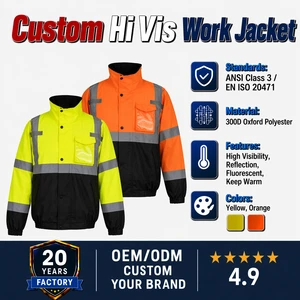 Hot Sale Hivis Waterproof Jacket High Visibility Uniform Construction Clothing Custom Hi Vis Reflective Safety Workwear