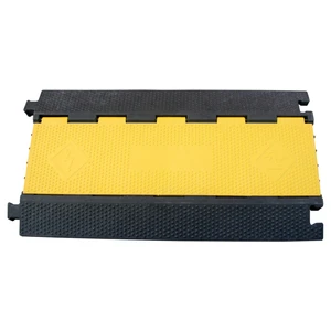 Better Choice PVC Rubber Speed Hump Bump Road Traffic 3 Channels 3 Way Rubber Cable Protector BLACK YELLOW 3 Channel Cable Ramp