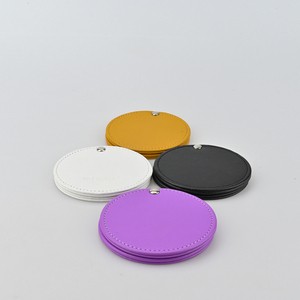 Custom Portable Make Up Mirror Round Cosmetic Mirror With Printed Logo Leather Cosmetic Mirror For Promotional Gifts