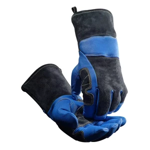 14 Inches Palm Reinforced Fleece Lining Goat Skin Leather Tig Welding Gloves Hot Sale Top Quality Safety Work Gloves For Welder