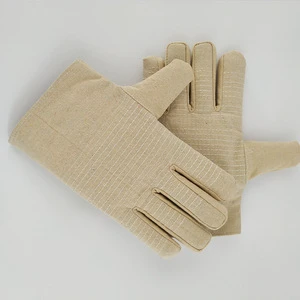 24-line Double-lined Canvas Welding Gloves Anti-slip Cuffless Design 2.5mm Thick Silicone-free Powder-free Wear-resistant