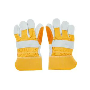 JILI DesignTwo-layer Cowhide Electric Welding Gloves Welder Heat-insulating Fur Yellow Cloth Short Half Leather Wear-resistant
