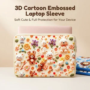 Custom High Quality Neoprene Notebook Case 3D Embossed Protective Sleeve With Zipper For 13 14 15 Inch Shockproof Computer Bag