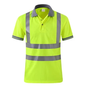 Custom LOGO Reflective Fluorescent Safety Vest Workwear Summer Quick Dry Polo Shirt Working Clothes T-shirts for Men Women