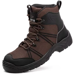 Breathable Upper European Standard Steel Toe Rubber Sole High Upper Working Safety Shoes for Men and Women