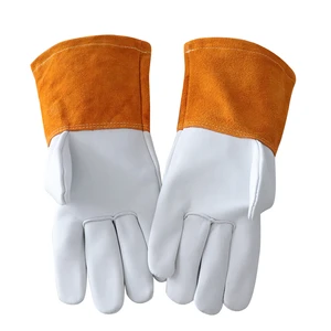 MEIJI Goatskin Cowhide Leather Heat Resistant TIG Argon Welding Gloves Safety Hand Work Gloves From Trusted Supplier