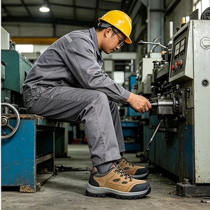SOLID STONE Safety Shoes Suede Upper Oil Resistant Comfortable Industrial Work Shoes for US Retail Chain Bulk Procurement