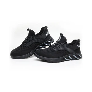 Wholesale Black White Mesh Safety Shoes Men Lightweight Steel Toe Rubber Sole Anti Puncture