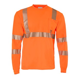 Type R Class 3 High Visibility Orange Warehouse Safety Shirts Reflective Quick Dry Breathable Long Sleeve Hi Vis Safety Shirts