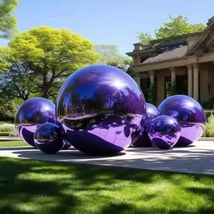 Factory Direct Pvc Floating Sphere Shiny Purple Reflective Inflatable Mirror Balloon Giant Event Decoration