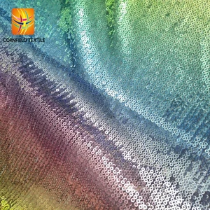New Designs rainbow Reflective Sequin Fabric rainbow Tulle