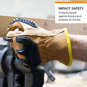 Leather Safety Machinery Driver Gloves, Oilfield Anti-collision And Cut-resistant TPR Machinery High-impact Gloves