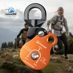 Heavy Duty Single Pulley Fall Arrest Climbing Aluminum Alloy Zip Line Double Pulley Tandem Rope Climbing System Fall Protection