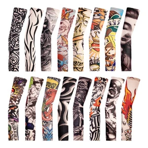 Men Armband Tattoo Design Long Sleeve Tattoo Protection Arm Guards for Summer Cycling & Driving