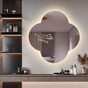 Clover-shaped Glass Smart Mirror LED Lighting Smart Control Wall-mounted Bathroom Makeup Mirror Featuring Modern Minimalist