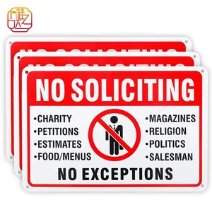 8x12inch Aluminum & Plastic Reflective Traffic Sign No Soliciting Street Sign for Home Safety for Yard & Road Use