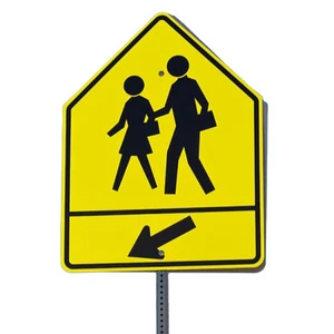 Traffic Signs Pedestrian Crossing Symbol Safety Warning Sign Aluminum School Zone Sign