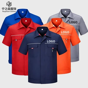 Customized Workwear Set Short Sleeve Anti-Static Work Clothing Factory Workshop Embroidered logo for Men and Women