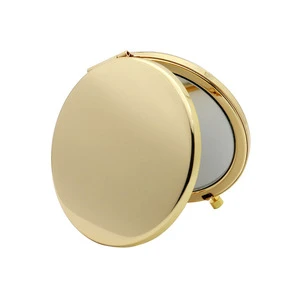 Dual Sided Round Shape Handheld Compact Travel Makeup Mirror For Gift