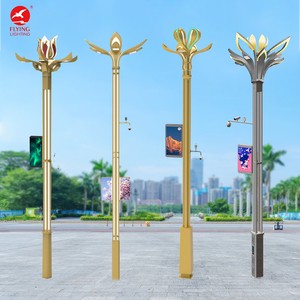 Smart Light Pole With CCTV Camera WiFi LED Display 9M Height For Smart City Highway Project IP65 Waterproof Street Light Pole