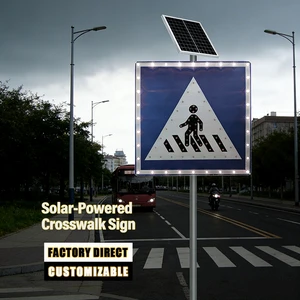 BBIER 600mm/800mm Customized Flashing Traffic Sign Pedestrian Crossing Road Warning Signage Traffic Lights/school Crossing