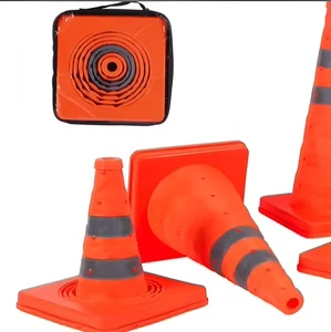 Reflective Traffic Cone Foldable Stackable Road Safety Warning Cone for Highway Construction Parking Lot Driving Training