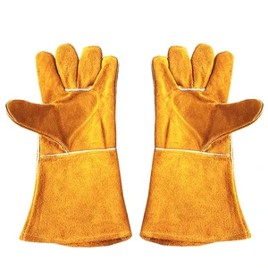 CE Standard Grade Heat Resistant Golden Cow Split Leather Welding Gloves Protection Gloves