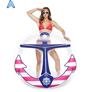 Customize Shape Design Vinyl PVC air Blow Inflatable Anchor Shape Swim Tube Swim Ring Life Ring for Pool Water Float Life Saving