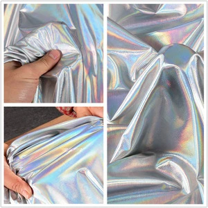 Cheap Price New Silver Foil 4 Way Shiny Stretch Fabric Eco-Friendly Waterproof Foil Printed Iridescent rainbow Reflective Fabric