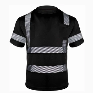 Men's Short Sleeve Safety Shirt Protective Reflective Work Shirt for Warehouse Roadwork Utility