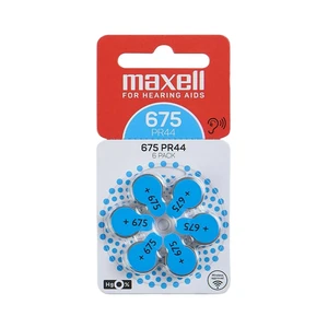 Maxell PR44 (675) 6BS Zinc Air Digital Hearing Aid Battery 16 Channels Eco-Friendly Noise Reduction Mild Moderate Hearing Loss