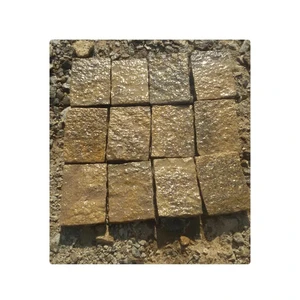 Natural Yellow-Brown Cobblestone Set with Polished Finish – Square & Custom Shapes for Driveway, Walkway, and Garden Use