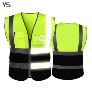 Traffic Control Hi Vis Vest Black Yellow Two Tone Multi Pockets Reflective Safety Vest for Officers Logistics Guards