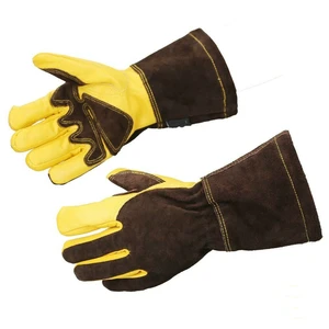 Heavy Duty Welding Gloves 14 Inches Heat-resistant Cow Split Leather Cotton Lined Molten Metal Splash Protection Safety Gloves