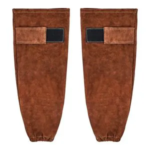 Heavy Duty Cowhide Leather Welding Sleeves Flame-Resistant Work Arm Protection Heat-Resistant Safety Sleeves for Protective Gear