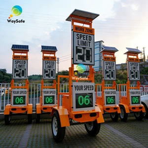 Intelligent Road Construction Work Zone Variable Speed Limit Aluminum Trailer Foldable Solar Radar Speed Sign High Brightness