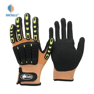 NMSHIELD Mining Construction ANSI Cut A6 High Impact Puncture Resistant Nitrile TPR Gloves Anti-Slip Oil-Proof Textured Fingers