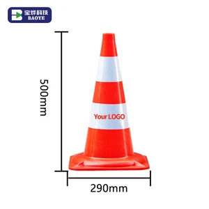 Baoye Professional High 50cm Orange PVC Traffic Cones With High-Intensity Prismatic Reflective Tapes For Safety & Visibility