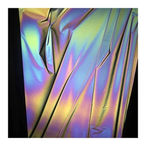 2021 1M3 Width 100% Polyester Holographic Iridescent Rainbow Reflective Fashion Fabric for Fashion Clothing