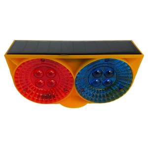 Solar Road Construction Traffic LED Warning Light Bicolor Flashing IP65 Waterproof Lithium Battery for Driveway & Airport Use
