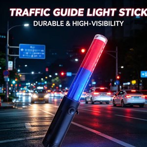Rechargeable Custom LED Flashing Traffic Light Baton Red/Blue Lights ABS+PVC Materials High-Intensity Prismatic Reflective